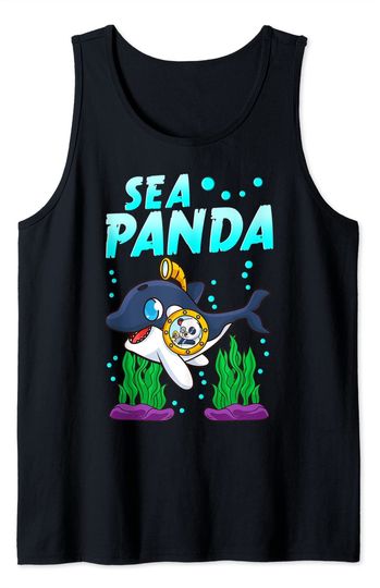 Sea Panda Cute Adorable Baby Orca Whale Pun Tank Top