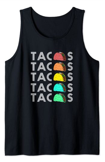 Tacos Meme Tank Top Vintage Eat Tacos Graphic Funny Retro Font Taco Lover