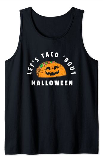 Tacos Meme Tank Top Vintage Halloween Taco Pun Jack O Lantern Taco Lover