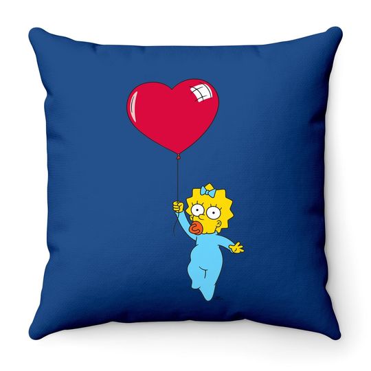 The Simpsons Maggie Heart Balloon Valentine's Day Throw Pillow