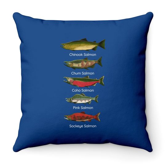 Pacific Salmon Fishing Throw Pillow