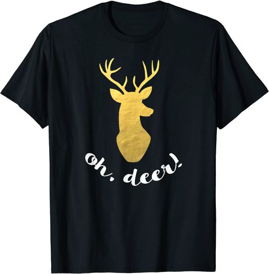 Gold Deer T-shirt "Oh, deer!" T-Shirt - Gold Patterned Deer