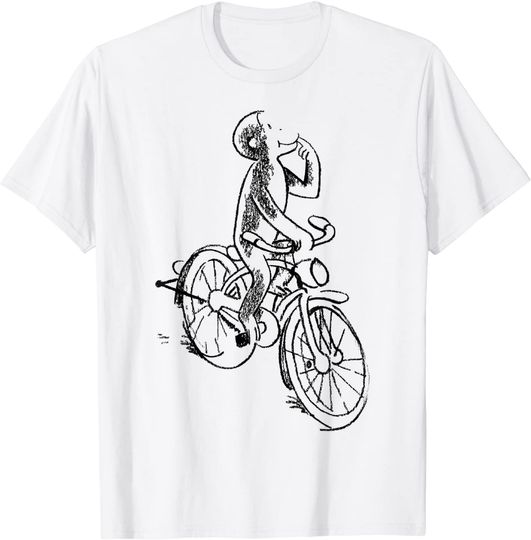 Drawing T-shirt Curious George Riding A Bike Sketch Portrait