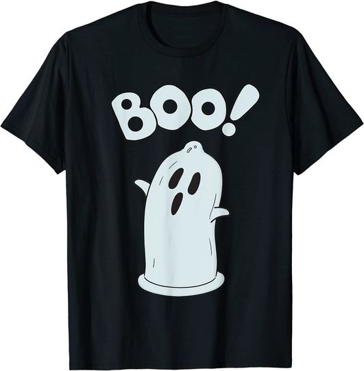 Condom World T-shirt Halloween Condom Boo Ghost Spooky Ghost Face Easy Costume T