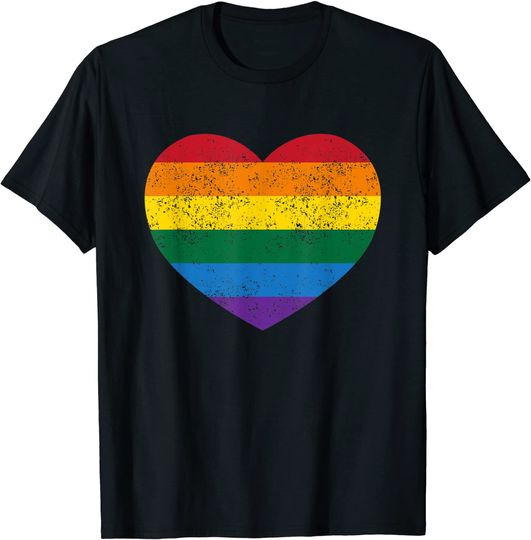 Vintage Gay T-shirt Distressed Gay Pride Heart