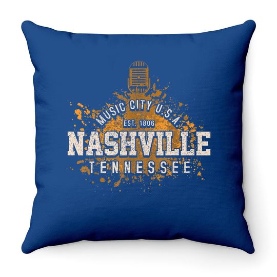 Nashville Music City Tennessee Country Music Throw Pillow