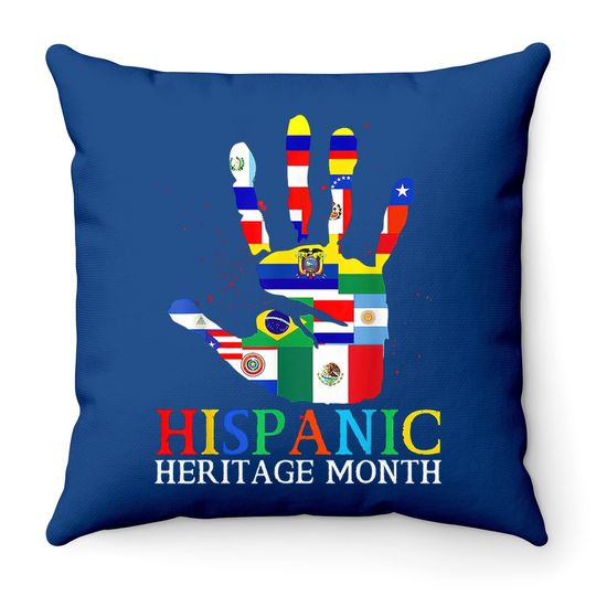 National Hispanic Heritage Flag Countries Hands Latino Throw Pillow