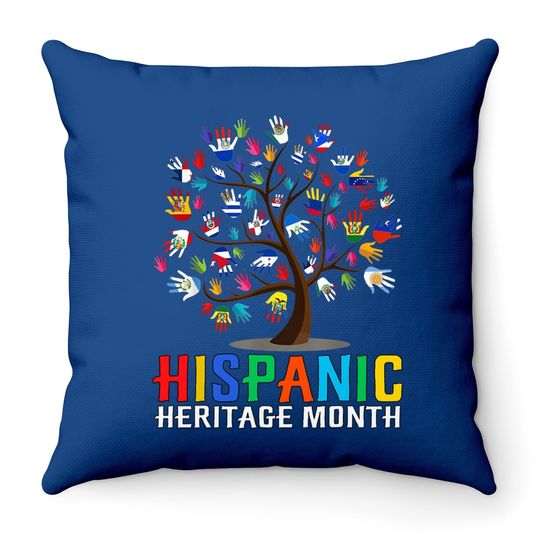 National Hispanic Heritage Month Hand Flag Tree Roots Latino Throw Pillow