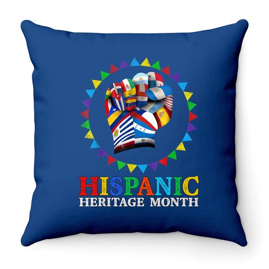 Hispanic Heritage Month Strong Latino Hand Countries Flag Throw Pillow