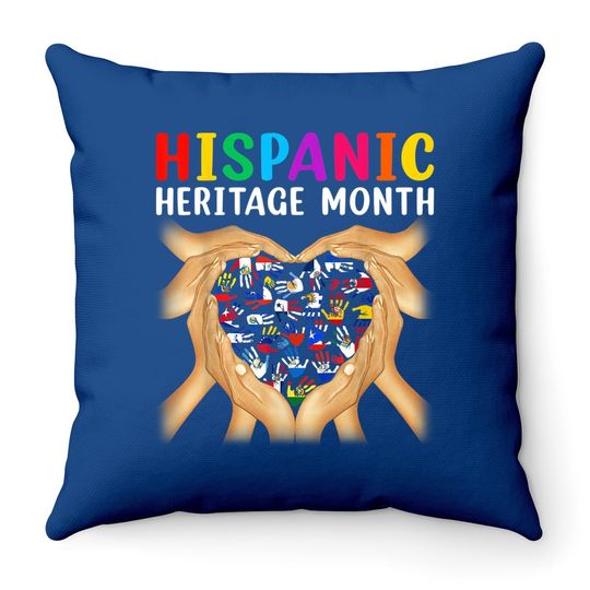 Hispanic Heritage Countries Hands Heart Flags Latina Power Throw Pillow