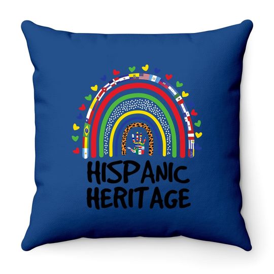 National Hispanic Heritage Month Rainbow All Countries Flags Throw Pillow
