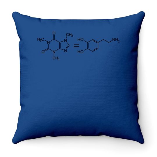 Caffeine Equals Happiness Molecule Dopamine Science Throw Pillow