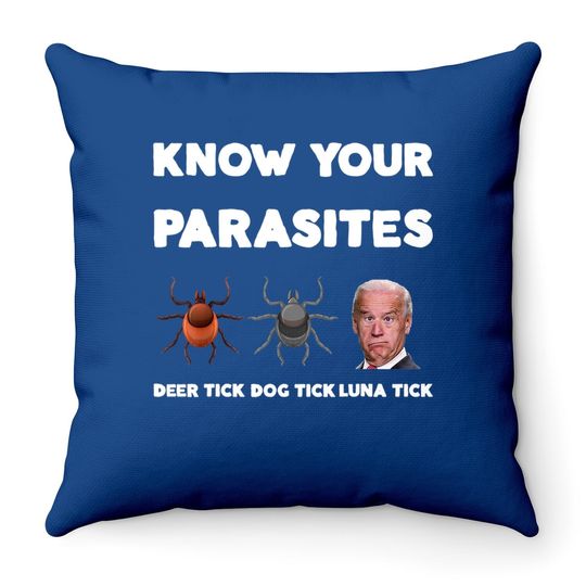 Know Your Parasites  anti Joe Biden Sucks Political Throw Pillow
