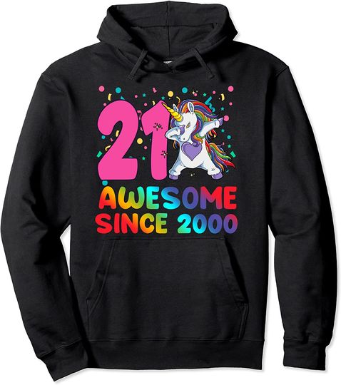 Awesome Since 2000 Dabbing Unicorn 21 year old 21st Birthday Pullover Hoodie