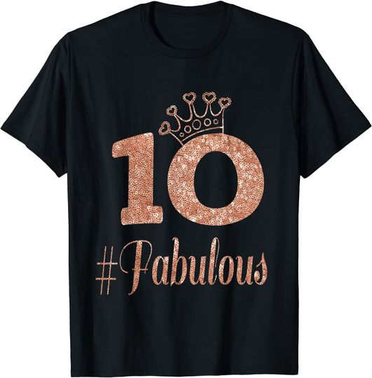 Rose Gold T-Shirt 10th Birthday Gifts Girls Double Digits Rose Colored