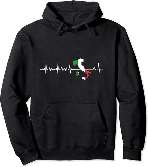 Black In Italian Hoodie Heartbeat Italy Italian flag Pullover