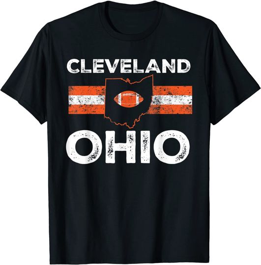 Cleveland Ohio Striped Vintage Football Fan Game Day T-Shirt