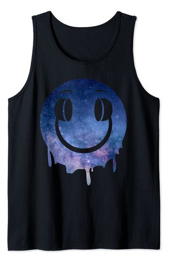 Smile Face Tank Top Melting DJ Smiley Face with Space Art - EDM Dance Party
