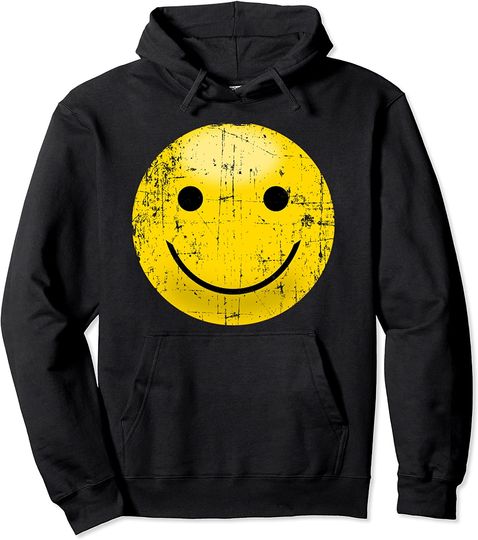 Smile Face Hoodie Vintage Smiley Face - Smile Face Happy 80s Vibe Yellow Pullover