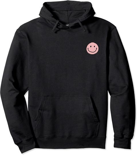 Smile Face Hoodie Pink Happy Smiley Face Cute & Simple Graphic Pullover