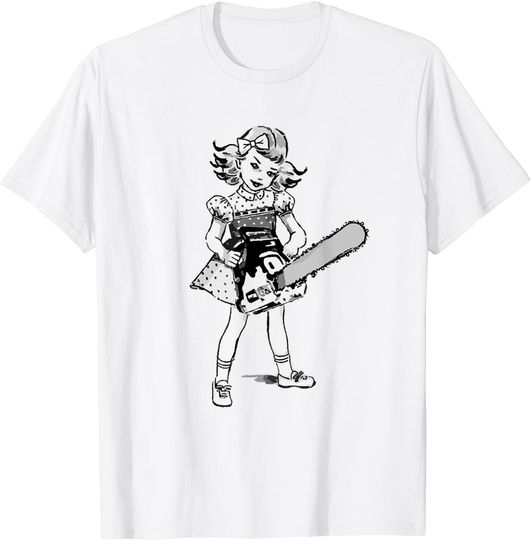 Chainsaw Girl Punk Goth Horror Fan T-Shirt
