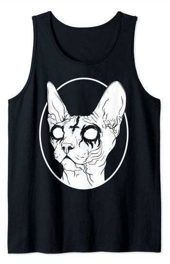 Goth Tank TopBlack Metal Sphynx Cat