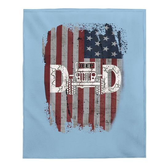 Jeep Dad American Flag Baby Blanket