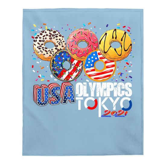 Colorful Usa Tokyo Donuts In The Shape Of The Olympic Symbol Baby Blanket