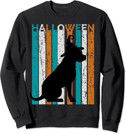 Pitbull Silhouette Sweatshirt Retro Halloween Vintage
