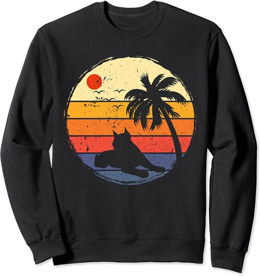 Pitbull Silhouette Sweatshirt Retro Vintage Style Dog Pet Lover Owner