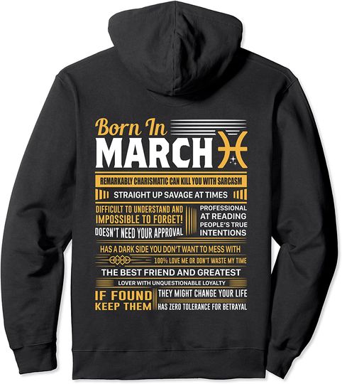 Pisces Art Hoodie Born In March Pisces Funny Birthday