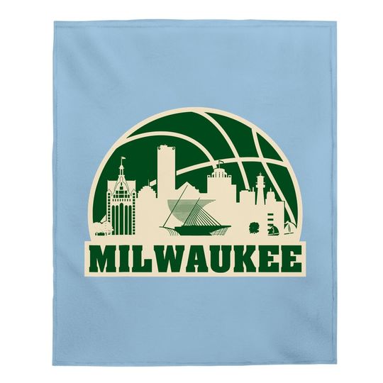 Milwaukee Basketball Vintage Cityscape Baby Blanket