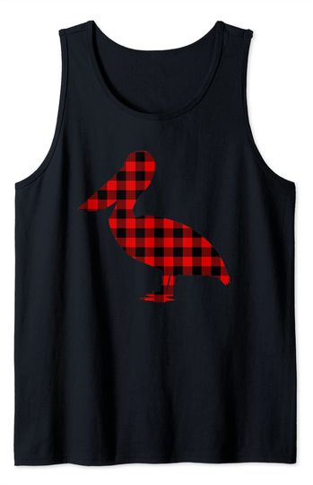 Pelican Red Buffalo Plaid Bird Heron Matching Family PJ Gift Tank Top