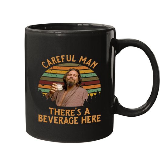 The Big Lebowski The Dude Coffee Mug Careful Man There's A Beverage Here Mug Vintage Movie 80S Birthday Gift