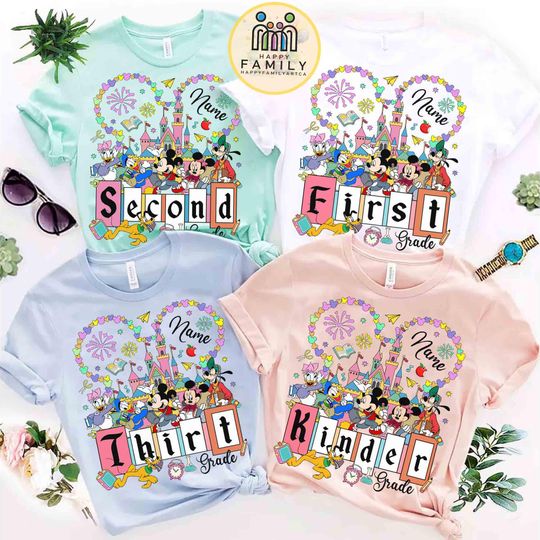 Personalized Back to school 2025 shirt, Mickey & friends back to school shirt, Custom name Teacher and Student Tee, Kindergarten Elementary