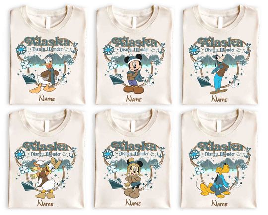 Customize Mickey and Friends Disney Alaska Cruise Shirts, Disney Cruise Line Wish Fantasy Magic Wonder Shirt, Family Matching 2025 Trip