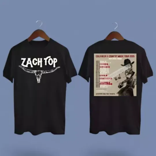 Zach Top Cold Beer & Country Music Tour 2025 Black T-Shirt