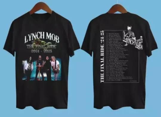 Lynch Mob the final ride 2024-2025 Tour Date Black All Size T-Shirt