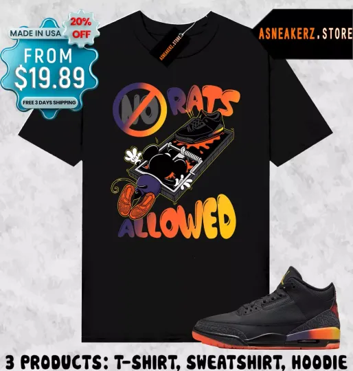 Tee Shirt Matching AJ 3 J Balvin Rio To Match Sneaker No Rats Allowed T-Shirt
