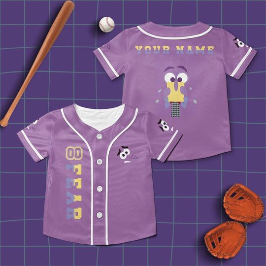 Custom Fear in Inside Out 2 Baseball Jersey, Animation Cartoon Jersey Shirt, Disney Pixar Jersey Shirt