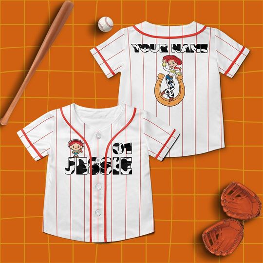 Custom Jessie Toy Story Baseball Jersey Shirt, Personalized Toy Story Kids Youth Jersey, Adult Disney Sports Outfits, Disney Pixar Fan Gift
