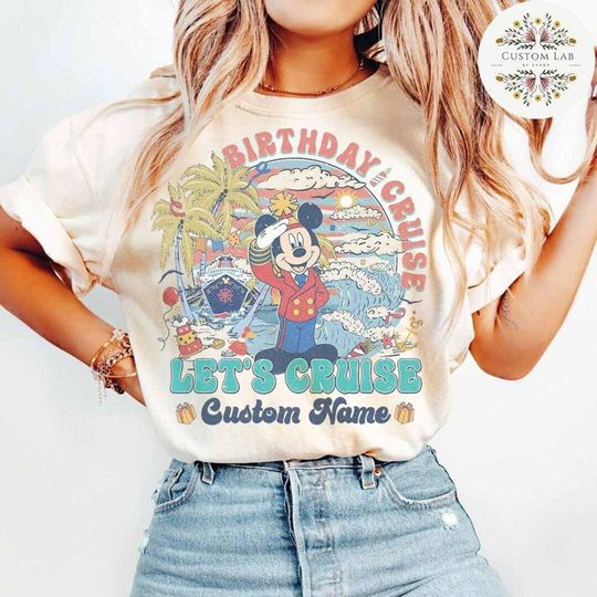 Personalized Disney Birthday Cruise Shirt, Mickey and Friends Family Birthday Disney Cruise Shirt, Birthday Girl/Boy Family Cruise Vacation