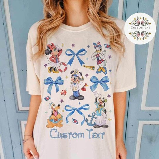 Personalized Coquette Bows Mickey & Friends Disney Cruise Shirt, Family Cruise Vacation 2025, Disney Wish Dream Magic Wonder Fantasy Destiny