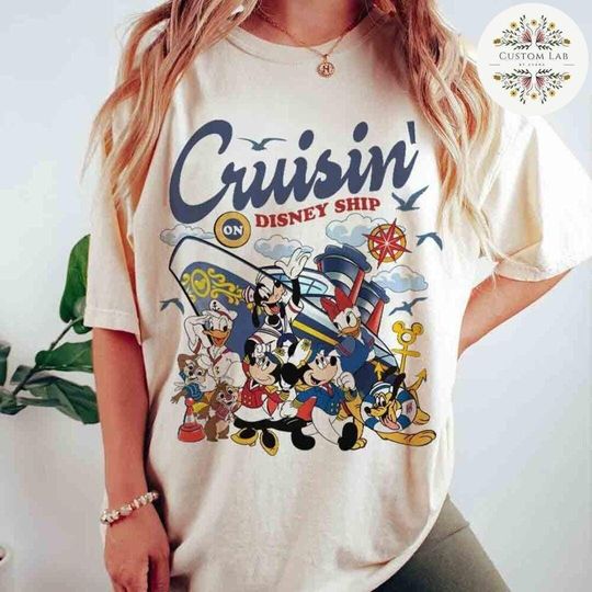Mickey and Friends Cruisin' on Disney Ship Shirt, Disney Cruise Shirt, Family Cruise Vacation 2025 Disney Wish Dream Magic Wonder Fantasy