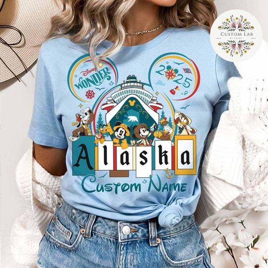 Personalized Mickey & Friends Disney Alaska Cruise Shirt, Disney Wonder Shirt, Alaska Trip Family Cruise Vacation 2025, Disney Cruise Shirt