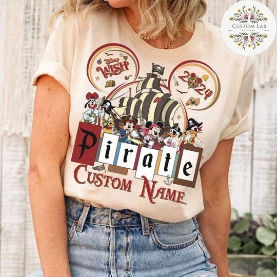 Personalized Mickey & Friends Disney Pirates Shirt, Disney Cruise Shirt, Pirates of the Caribbean Family Cruise Vacation, Disney Wish Dream