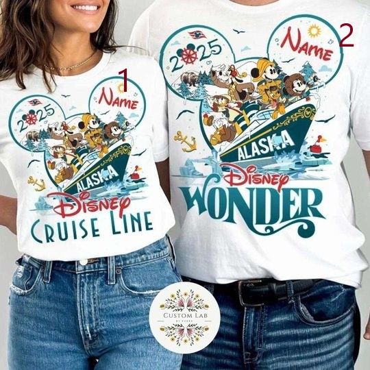 Personalized Mickey & Friends Disney Alaska Cruise Shirt, Disney Wonder Shirt, Alaska Trip 2025, Family Cruise Vacation, Disney Cruise Shirt
