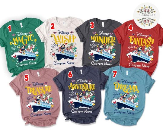 Personalized Mickey and Friends Disney Cruise Shirt, Disney Family Cruise Vacation 2024, Cruise Trip Group Matching, Disney Wish Dream Magic