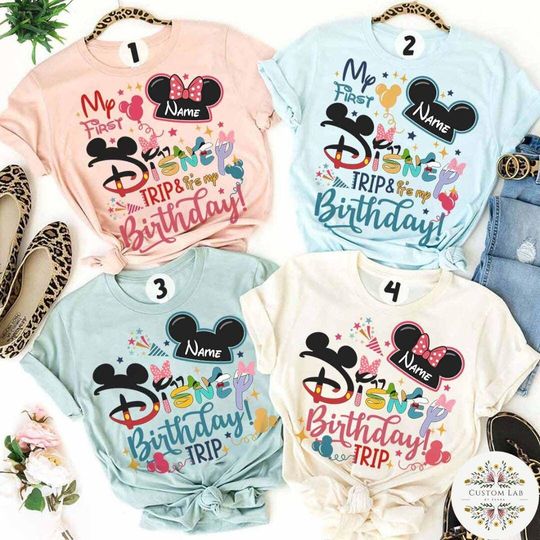Personalized Disney Birthday Trip Shirt, My First Disney Trip Birthday Boy Shirt, Birthday Girl Shirt, WDW Disneyland Family Birthday Party