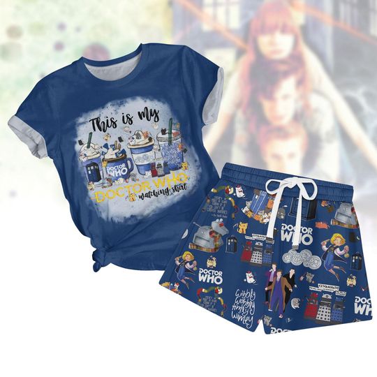 Doctor Who Tv Series Pajamas Set, Police Box T-Shirt Short Set, Tardis Police Box Summer Short, Doctor Who Fan Gift, Tv Series Sleepwea